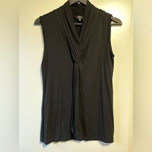 Elegant Black Sleeveless Top with Illusion Scarf Size S
